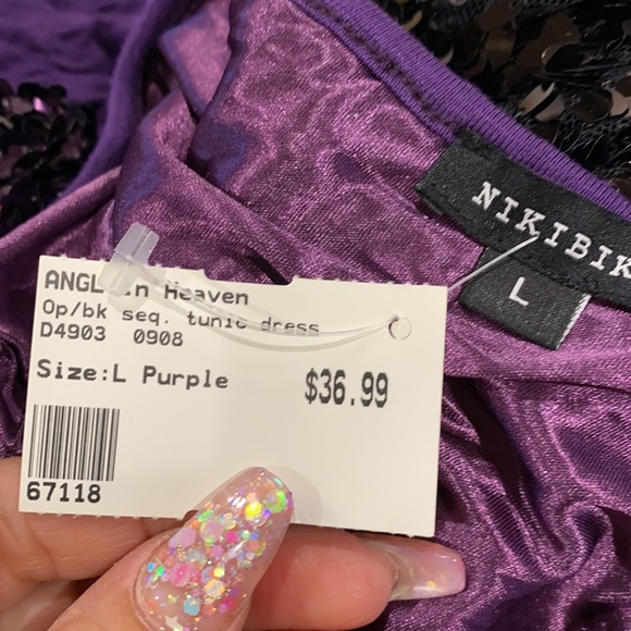 New! Purple sequins ruched dress/tunic - Picture 4 of 4